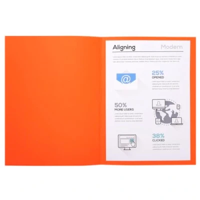 Afbeelding van Exacompta Ref. 410007E, pak van 100 stevige Forever® mappen 220 g/m2, 100% gerecycled en Blue Angel gecertificeerd, afmetingen 24 x 32 cm voor A4 formaat, oranje kleur