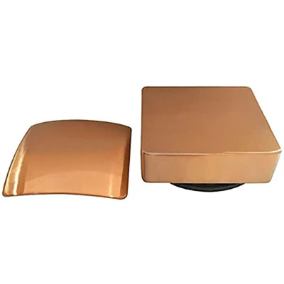 Afbeelding van Wiesbaden Set knop/plug badoverloopcomb. +vulfunctie vierkant geborsteld koper