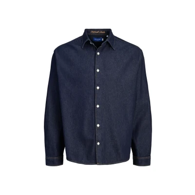 Afbeelding van Jack &amp; Jones Jornorrebro Shirt Overhemd, Heren, Maat: XL, Dark blue denim