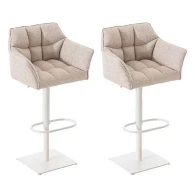 Image de CLP Lot de 2 tabourets bar Damaso en tissu , Blanc/Ivoire
