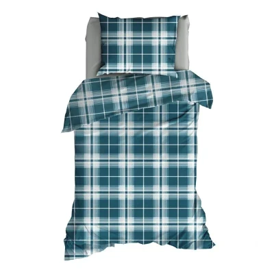 Afbeelding van Satin d&#039;Or Banff Dekbedovertrek Eenpersoons 140x200/220 cm + 1 kussensloop 60x70 Teal