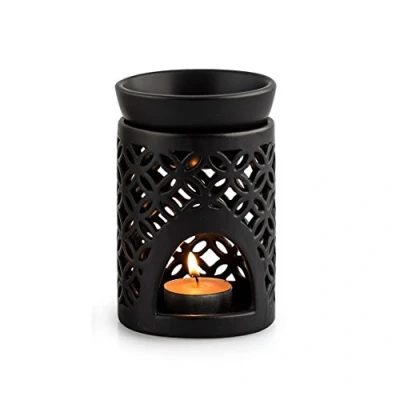 Afbeelding van pajoma Nimo geurlamp, zwart keramiek, 12 x 12,5cm