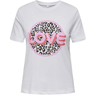 Afbeelding van Only T shirt Onlariya Life Reg S/s Love Top Box 15343191 Bright White/love Dames Maat S