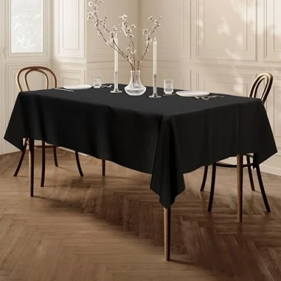 Afbeelding van Kwaliteit tafelkleed textiel vierkant 140 x 240 cm, kleur selecteerbaar zwart