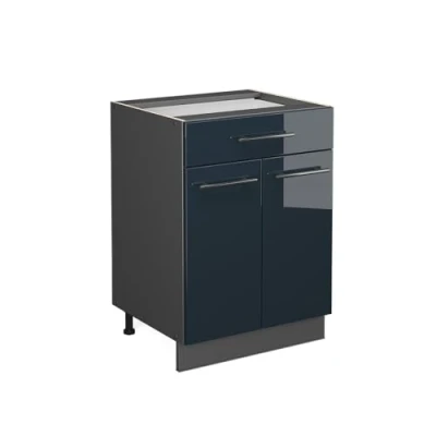 Afbeelding van Vicco Keukenonderkast Fame Line, Donkerblauw hoogglans/Antraciet, 60 cm met lade, zonder werkblad
