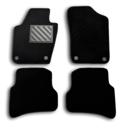 Image de Tapis de sol pour VW Polo 6R à partir 2009 2016, sur mesure, antidérapant, talonnette en caoutchouc renforcé, boutons fixation