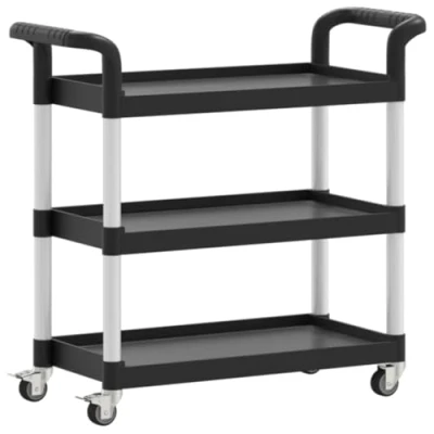 Afbeelding van Trolley 3 laags 77x34x72 cm aluminium zwart