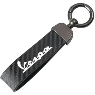 Afbeelding van JXZQQBMD Lederen sleutelhanger voor Piaggio Vespa Sprint Primavera 50 150 150S 946 GTS GTV LX 60 125 250 300 met hoefijzergesp Zwart