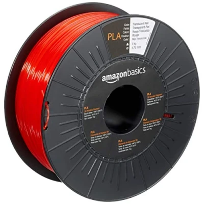 Afbeelding van Amazon Basics PLA filament voor 3D printers, 1,75 mm, doorschijnend rood, spoel, 1 kg