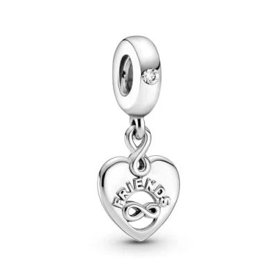 Afbeelding van Pandora &quot;Vrienden&quot; Bedelpictogrammen in sterling zilver met heldere zirkonia, Metaal, Zirkonia