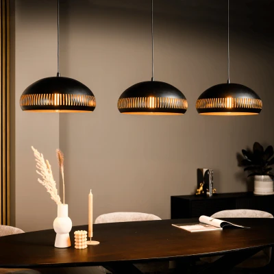 Afbeelding van Janelle hanglamp 3L 150 cm breed zwart