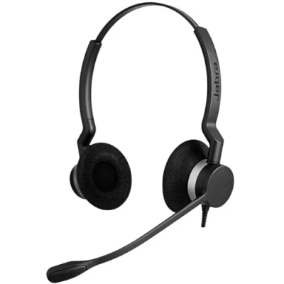 Afbeelding van Jabra Biz 2300 USB C UC On Ear Stereo Headset Unified Communications Certified Noise Cancelling bedrade hoofdtelefoon met besturingseenheid voor softphones en desktoptelefoons, zwart
