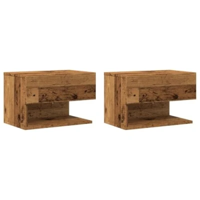 Image de vidaXL Tables de chevet murales 2 pcs vieux bois856821