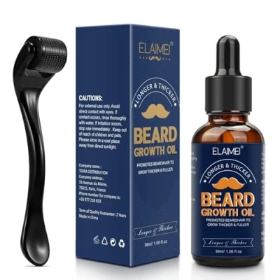Afbeelding van Baardgroeiset, baardgroeiset met titanium dermis, 0,5 mm rol, baardolie serum, stimuleert de groei van baard, snor en haar, serum voor baard