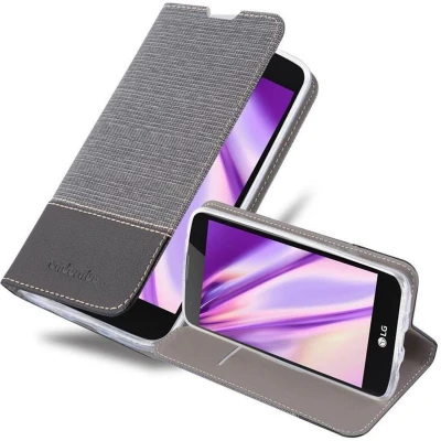 Afbeelding van Cadorabo Hoesje geschikt voor LG K8 2016 in GRIJS ZWART Beschermhoes met magnetische sluiting, standfunctie en kaartvakje Book Case Cover Etui