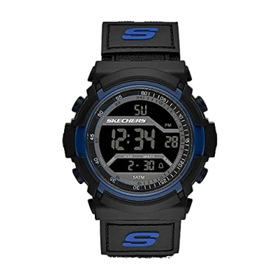 Afbeelding van Skechers Herenhorloge digitaal uurwerk met siliconen armband, polyurethaan, leer of roestvrij staal, Grafiet en blauw, riem