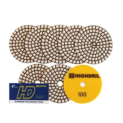 Afbeelding van HIGHDRIL 8 stuks #100 droge diamantpolijstschijven voor vloerslijpers of polijstmachines van graniet, steen, marmer, diameter 100 mm