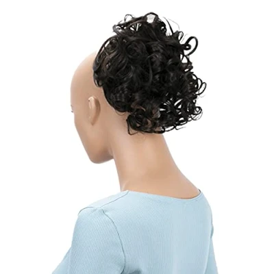 Afbeelding van CAISHA Haarstukje scrunchie Updo Volumineus Bun Slordig Krullend Bruin G18L