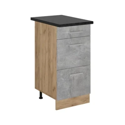 Afbeelding van Vicco Keukenonderkast R Line, Beton/Krachtige eik goud, 40 cm met laden, WB Antraciet