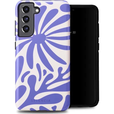 Afbeelding van Selencia Hoesje Geschikt voor Samsung Galaxy S21 FE Vivid Backcover Modern Bloom Sapphire Blue