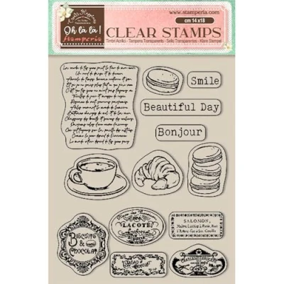 Afbeelding van Stamperia Create Happiness Oh lá Clear Stamps Labels (WTK175) (DISCONTINUED)