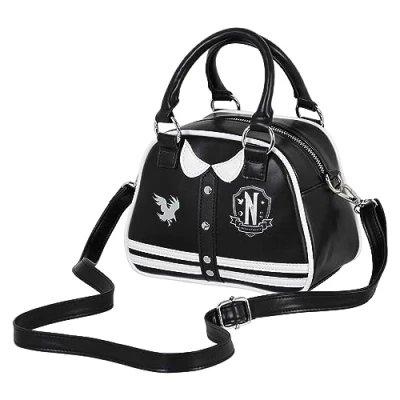 Afbeelding van Wednesday Varsity Casual Handtas Bowling Fashion, Zwart, One Size, Fashion Handtas, zwart.,
