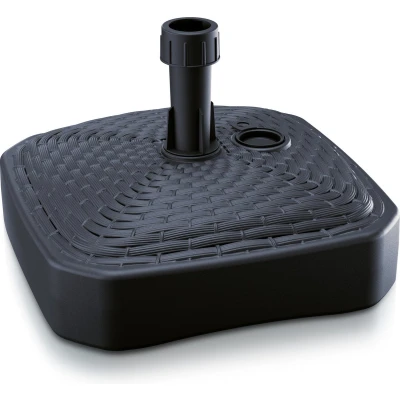 Afbeelding van 1x Stuks vierkante rotan kunststof parasolvoeten antraciet 12 liter breedte 39 cm