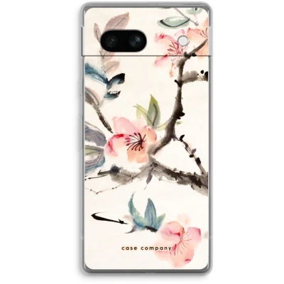 Afbeelding van Case Company® hoesje geschikt voor Google Pixel 7A Japanse bloemen Soft Cover Telefoonhoesje Bescherming aan alle Kanten en Schermrand