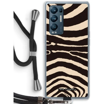 Afbeelding van Case Company® hoesje met Koord geschikt voor Oppo Find X3 Neo Arizona Zebra Telefoonhoesje Zwart Bescherming aan alle Kanten en Over de Schermrand