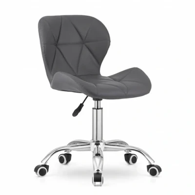 Afbeelding van AVOLA DORY 21 Draaistoel Grijs, Ergonomisch en Verstelbare Zithoogte, 5 Poot Chrome Basis, Kunstleer Zitting, Geschikt voor Thuis Kantoor, Max. 110 kg