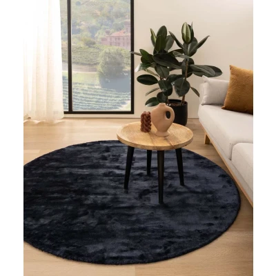Afbeelding van Viscose Vloerkleed Rond Pearl Marineblauw 140 Cm