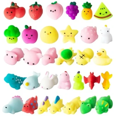 Afbeelding van 32 stuks mini mochi kawaii, dinosaurus, fruit, dieren, anti stress, voor jongens en meisjes, cadeau verjaardag, Kerstmis, kinderverjaardag
