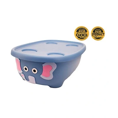 Afbeelding van Prince Lionheart Tubimal® Met Hangmat Baby &amp; Peuter Badje Opbergruimte Deksel Stapelbaar Herbruikbaar Blauw / Olifant