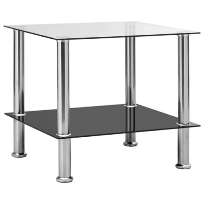 Afbeelding van vidaXL Bijzettafel 45x50x45 cm gehard glas transparant