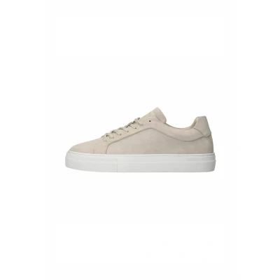 Afbeelding van Manfield Sneakers laag, Heren, Maat: 40, Beige Veloursleer