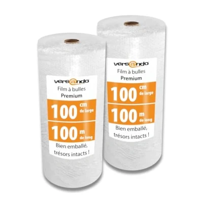 Afbeelding van versando 2 rollen noppenfolie 100 m x 1 voor verzending, verpakking, verhuizing