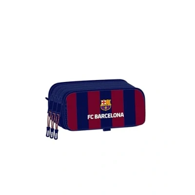 Afbeelding van Pennenetui met 3 vakken F.C. Barcelona 24/25 Kastanjebruin Marineblauw 21,5 x 10 8 cm