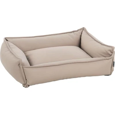 Afbeelding van Flamingo Odet Hondenbed, leer, stijl en comfort, rechthoekig, donkerbeige, 65 x 50 20 cm, afneembare hoes met ritssluiting, antislip bodem