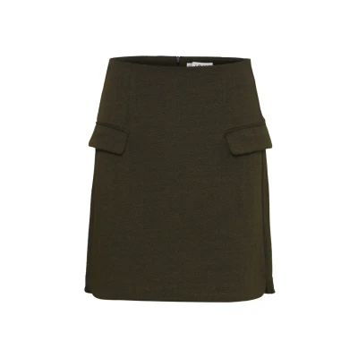Afbeelding van ICHI Minirok, Dames, Maat: XL, Black lizard herringbone