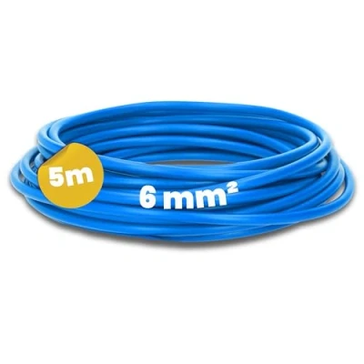 Afbeelding van Kalitec Kabelkabel H07V K 6 mm² blauw 5 m flexibel streng fijndradige bedrading enkele kabel voor schakelkast schakeldraad