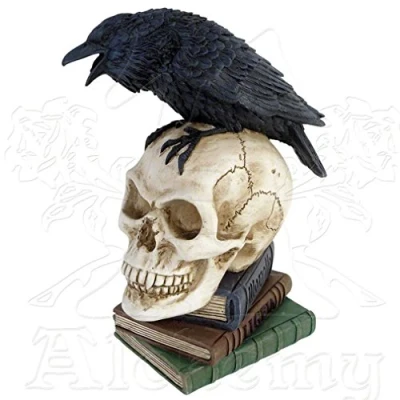 Afbeelding van Alchemy of England Edgar Allan Poe&#039;s Raaf op doodskop en boeken