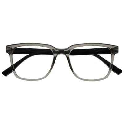 Afbeelding van OPULIZE LEO Lunettes de lecture Grande monture rectangulaire Gris Temples noirs Homme Femme Charnières à ressort R55 7 +1,50