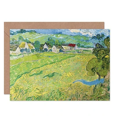 Afbeelding van Vincent Van Gogh Les Vessenots A Auvers Fine Art Greeting Card Plus envelop, wit