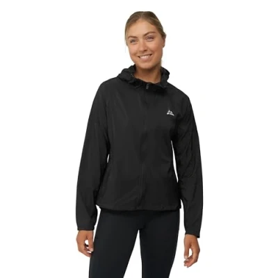 Afbeelding van DANISH ENDURANCE Winddichte jas voor dames, licht en ademend, zakken met sluiting, verstelbare capuchon, zwart.