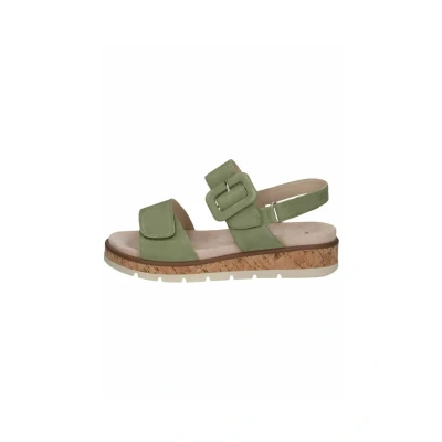 Afbeelding van Caprice Sandalen met plateauzool, Dames, Maat: 39, Green suede Leer