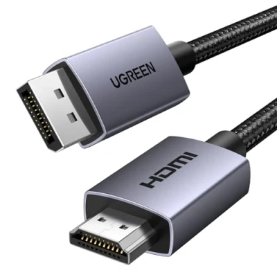 Afbeelding van UGREEN 4K 30Hz DisplayPort naar HDMI kabel 2K 60Hz 1080P 120Hz DP 1.4 10.2Gbps HDR HDCP compatibel met Dell HP Insignia NVIDIA projector monitor nylon gevlochten (3M)