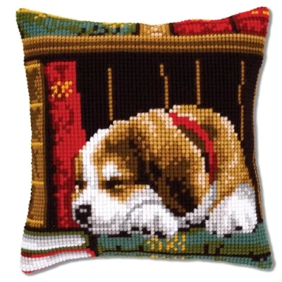 Afbeelding van Kruissteekkussen slapende hond 0148118