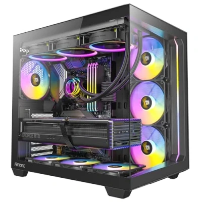 Afbeelding van Antec C5 ARGB Midi tower PC behuizing Zwart Zijvenster, Stoffilter, 4 voorgeïnstalleerde LED ventilators