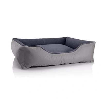 Afbeelding van BedDog® Honden/kattenmand TEDDY, S tot XXXL, keuze uit 14 kleuren, van Cordura en zachte microvezel, wasbaar hondenbed, hondenkussen, voor binnen buiten, XL, grijs/grijs
