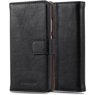 Afbeelding van Cadorabo Hoesje geschikt voor Huawei P8 LITE 2015 in ZWART GRAFIET Beschermhoes met magnetische sluiting, standfunctie en kaartvakje Book Case Cover Etui
